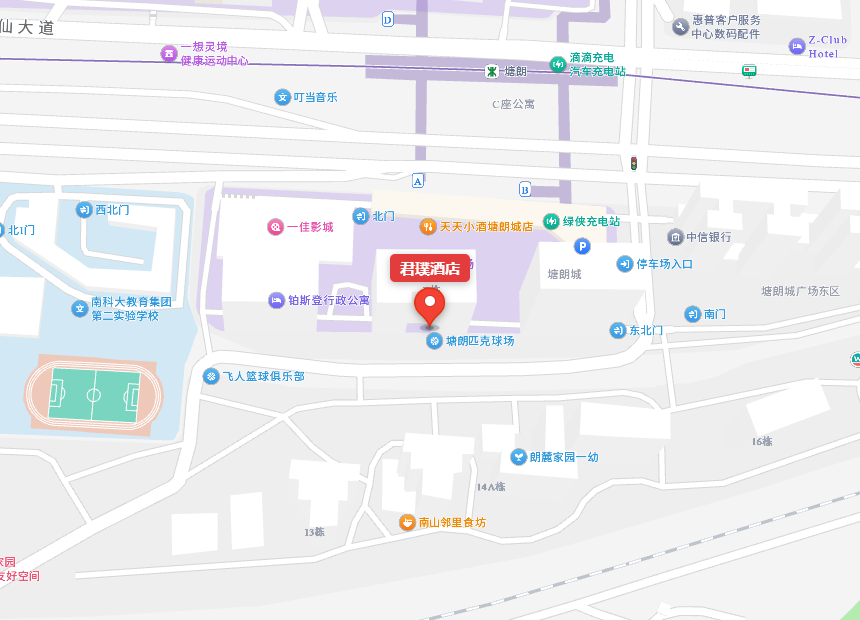 深圳南山深铁塘朗城君璞酒店位置示意图